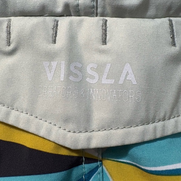 VISSLA Blue and Yellow Geometric Board Shorts - Picture 5 of 13
